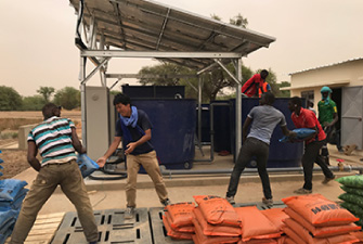 13. Putting filtering material into tanks