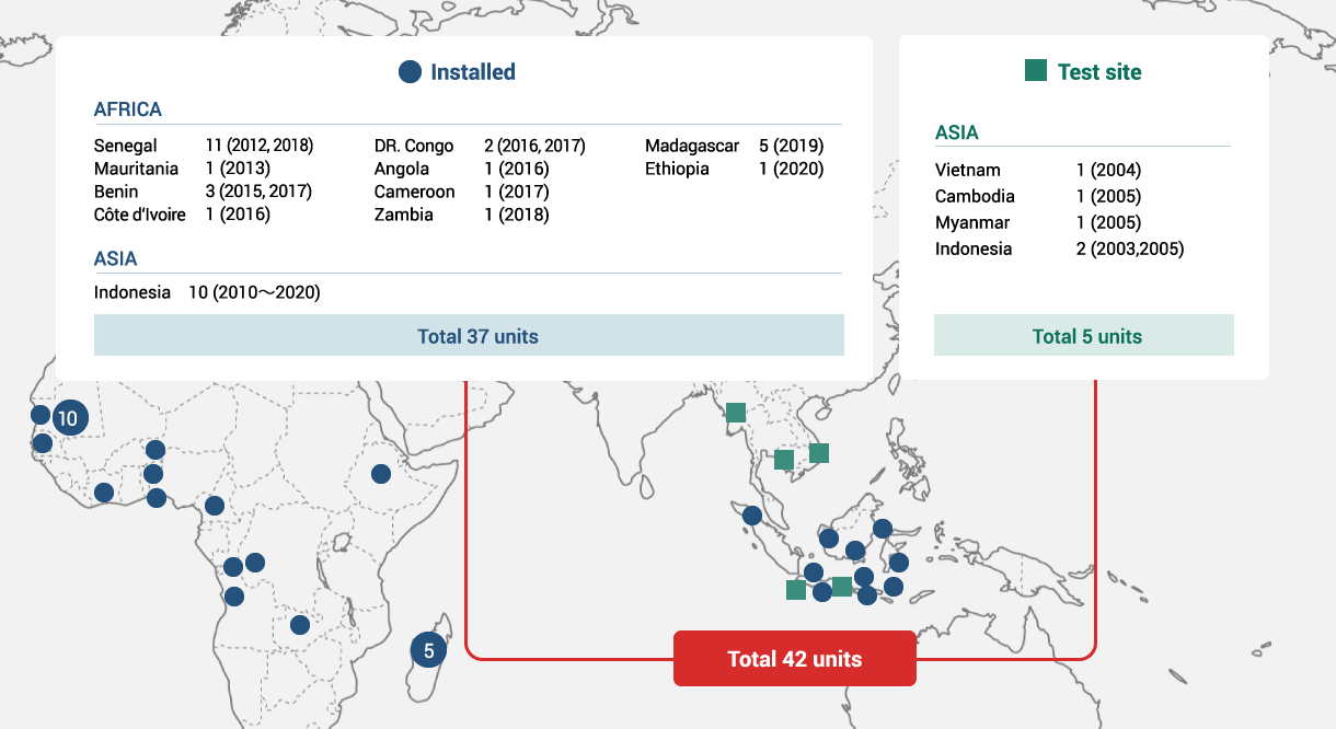 Sites map as of the end of April 2021